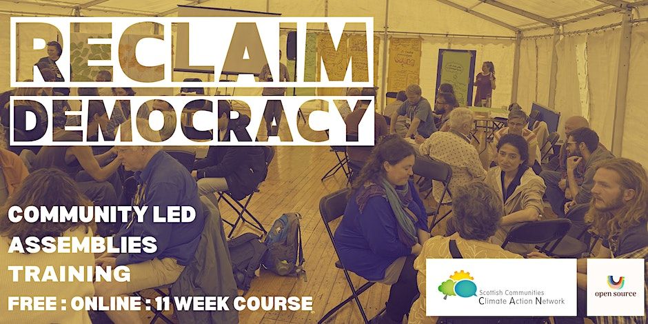 Groups of people sitting in small circles